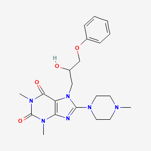molecular formula C21H28N6O4 B2986194 7-(2-hydroxy-3-phenoxypropyl)-1,3-dimethyl-8-(4-methylpiperazin-1-yl)-1H-purine-2,6(3H,7H)-dione CAS No. 845804-55-9