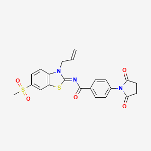 molecular formula C22H19N3O5S2 B2986205 (Z)-N-(3-allyl-6-(methylsulfonyl)benzo[d]thiazol-2(3H)-ylidene)-4-(2,5-dioxopyrrolidin-1-yl)benzamide CAS No. 865175-58-2