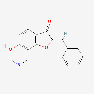 molecular formula C19H19NO3 B2986276 (2Z)-2-benzylidene-7-[(dimethylamino)methyl]-6-hydroxy-4-methyl-1-benzofuran-3(2H)-one CAS No. 903193-00-0
