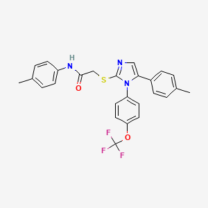 molecular formula C26H22F3N3O2S B2986306 N-(p-tolyl)-2-((5-(p-tolyl)-1-(4-(trifluoromethoxy)phenyl)-1H-imidazol-2-yl)thio)acetamide CAS No. 1226439-64-0