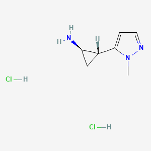 molecular formula C7H13Cl2N3 B2986307 trans-2-(1-Methyl-1h-pyrazol-5-yl)cyclopropanamine dihydrochloride CAS No. 1899946-31-6