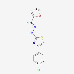 (E)-4-(4-chlorophenyl)-2-((E)-(furan-2-ylmethylene)hydrazono)-2,3-dihydrothiazole