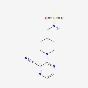 molecular formula C12H17N5O2S B2986333 N-((1-(3-cyanopyrazin-2-yl)piperidin-4-yl)methyl)methanesulfonamide CAS No. 1797576-18-1