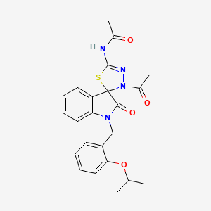 N-(3'-acetyl-2-oxo-1-{[2-(propan-2-yloxy)phenyl]methyl}-1,2-dihydro-3'H-spiro[indole-3,2'-[1,3,4]thiadiazole]-5'-yl)acetamide