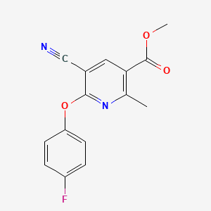 molecular formula C15H11FN2O3 B2986351 Methyl 5-cyano-6-(4-fluorophenoxy)-2-methylnicotinate CAS No. 303146-31-8