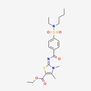 Ethyl 2-[4-[butyl(ethyl)sulfamoyl]benzoyl]imino-3,4-dimethyl-1,3-thiazole-5-carboxylate