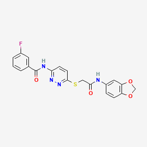 N-(6-((2-(benzo[d][1,3]dioxol-5-ylamino)-2-oxoethyl)thio)pyridazin-3-yl)-3-fluorobenzamide