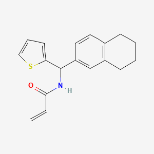 molecular formula C18H19NOS B2986400 N-[5,6,7,8-Tetrahydronaphthalen-2-yl(thiophen-2-yl)methyl]prop-2-enamide CAS No. 2305561-42-4