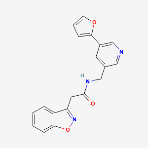 molecular formula C19H15N3O3 B2986423 2-(benzo[d]isoxazol-3-yl)-N-((5-(furan-2-yl)pyridin-3-yl)methyl)acetamide CAS No. 2034612-53-6