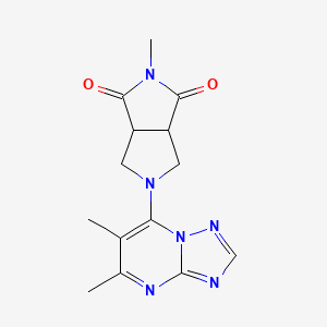 molecular formula C14H16N6O2 B2986424 5-(5,6-Dimethyl-[1,2,4]triazolo[1,5-a]pyrimidin-7-yl)-2-methyl-3a,4,6,6a-tetrahydropyrrolo[3,4-c]pyrrole-1,3-dione CAS No. 2415562-21-7