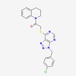molecular formula C22H19ClN6OS B2986426 2-((3-(4-chlorobenzyl)-3H-[1,2,3]triazolo[4,5-d]pyrimidin-7-yl)thio)-1-(3,4-dihydroquinolin-1(2H)-yl)ethanone CAS No. 941911-54-2