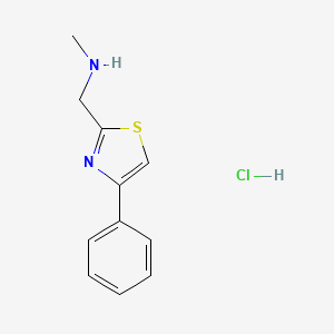 molecular formula C11H13ClN2S B2986427 N-Methyl-1-(4-phenyl-1,3-thiazol-2-yl)methanamine hydrochloride CAS No. 1638221-24-5