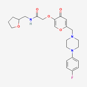 molecular formula C23H28FN3O5 B2986430 2-((6-((4-(4-fluorophenyl)piperazin-1-yl)methyl)-4-oxo-4H-pyran-3-yl)oxy)-N-((tetrahydrofuran-2-yl)methyl)acetamide CAS No. 898418-01-4