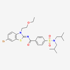 molecular formula C26H34BrN3O4S2 B2986435 (Z)-N-(6-bromo-3-(2-ethoxyethyl)benzo[d]thiazol-2(3H)-ylidene)-4-(N,N-diisobutylsulfamoyl)benzamide CAS No. 865162-76-1
