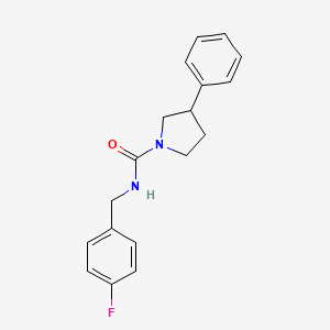 molecular formula C18H19FN2O B2986440 N-(4-fluorobenzyl)-3-phenylpyrrolidine-1-carboxamide CAS No. 1211023-70-9