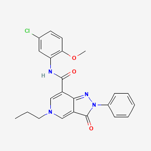 molecular formula C23H21ClN4O3 B2986447 N-(5-chloro-2-methoxyphenyl)-3-oxo-2-phenyl-5-propyl-3,5-dihydro-2H-pyrazolo[4,3-c]pyridine-7-carboxamide CAS No. 921834-08-4