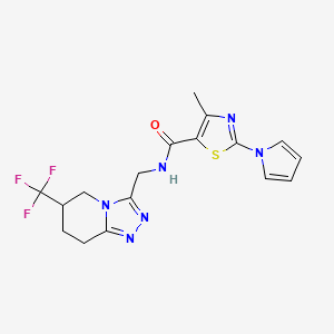 4-methyl-2-(1H-pyrrol-1-yl)-N-((6-(trifluoromethyl)-5,6,7,8-tetrahydro-[1,2,4]triazolo[4,3-a]pyridin-3-yl)methyl)thiazole-5-carboxamide