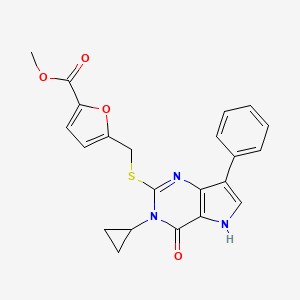 methyl 5-(((3-cyclopropyl-4-oxo-7-phenyl-4,5-dihydro-3H-pyrrolo[3,2-d]pyrimidin-2-yl)thio)methyl)furan-2-carboxylate