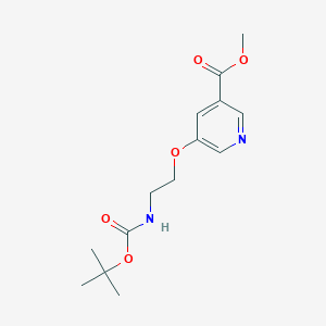 molecular formula C14H20N2O5 B2986454 5-(2-Tert-butoxycarbonylamino-ethoxy)-nicotinic acid methyl ester CAS No. 1220512-28-6