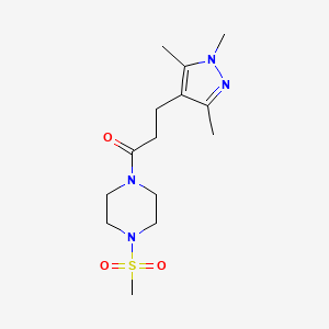 molecular formula C14H24N4O3S B2986458 1-(4-(methylsulfonyl)piperazin-1-yl)-3-(1,3,5-trimethyl-1H-pyrazol-4-yl)propan-1-one CAS No. 1197690-35-9