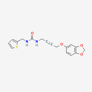 molecular formula C17H16N2O4S B2986474 1-(4-(Benzo[d][1,3]dioxol-5-yloxy)but-2-yn-1-yl)-3-(thiophen-2-ylmethyl)urea CAS No. 1448047-07-1