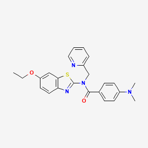 molecular formula C24H24N4O2S B2986476 4-(dimethylamino)-N-(6-ethoxybenzo[d]thiazol-2-yl)-N-(pyridin-2-ylmethyl)benzamide CAS No. 922838-43-5