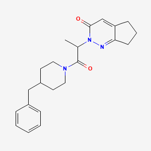 molecular formula C22H27N3O2 B2986479 2-(1-(4-benzylpiperidin-1-yl)-1-oxopropan-2-yl)-6,7-dihydro-2H-cyclopenta[c]pyridazin-3(5H)-one CAS No. 2034495-30-0
