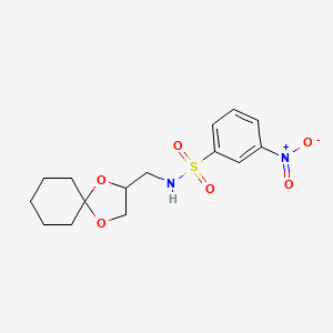 molecular formula C15H20N2O6S B2986486 N-(1,4-dioxaspiro[4.5]decan-2-ylmethyl)-3-nitrobenzenesulfonamide CAS No. 941870-10-6