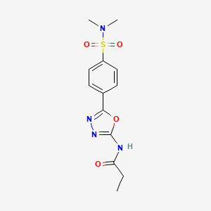molecular formula C13H16N4O4S B2986493 N-(5-(4-(N,N-dimethylsulfamoyl)phenyl)-1,3,4-oxadiazol-2-yl)propionamide CAS No. 1171077-50-1