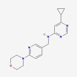 B2986494 6-cyclopropyl-N-((6-morpholinopyridin-3-yl)methyl)pyrimidin-4-amine CAS No. 2177060-06-7