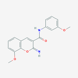 B2986500 2-imino-8-methoxy-N-(3-methoxyphenyl)-2H-chromene-3-carboxamide CAS No. 669711-21-1