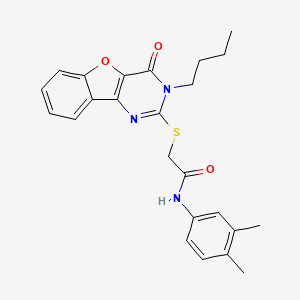molecular formula C24H25N3O3S B2986509 2-[(3-butyl-4-oxo-3,4-dihydro[1]benzofuro[3,2-d]pyrimidin-2-yl)sulfanyl]-N-(3,4-dimethylphenyl)acetamide CAS No. 899982-07-1