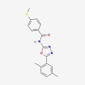 molecular formula C18H17N3O2S B2986555 N-[5-(2,5-dimethylphenyl)-1,3,4-oxadiazol-2-yl]-4-methylsulfanylbenzamide CAS No. 896027-14-8