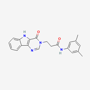 molecular formula C21H20N4O2 B2986564 N-(3,5-dimethylphenyl)-3-(4-oxo-4,5-dihydro-3H-pyrimido[5,4-b]indol-3-yl)propanamide CAS No. 1105226-96-7