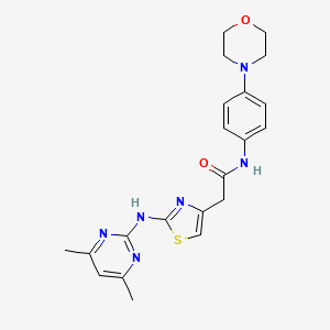 molecular formula C21H24N6O2S B2986565 2-(2-((4,6-dimethylpyrimidin-2-yl)amino)thiazol-4-yl)-N-(4-morpholinophenyl)acetamide CAS No. 1226459-27-3