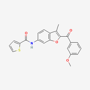 molecular formula C22H17NO4S B2986567 N-[2-(3-methoxybenzoyl)-3-methyl-1-benzofuran-6-yl]thiophene-2-carboxamide CAS No. 929504-93-8