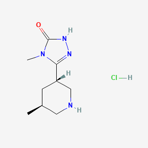 molecular formula C9H17ClN4O B2986569 4-Methyl-3-[(3S,5S)-5-methylpiperidin-3-yl]-1H-1,2,4-triazol-5-one;hydrochloride CAS No. 2287250-12-6