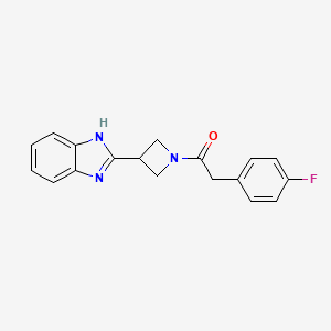 molecular formula C18H16FN3O B2986570 1-(3-(1H-benzo[d]imidazol-2-yl)azetidin-1-yl)-2-(4-fluorophenyl)ethanone CAS No. 1334372-52-9