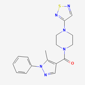 molecular formula C17H18N6OS B2986572 1-(5-methyl-1-phenyl-1H-pyrazole-4-carbonyl)-4-(1,2,5-thiadiazol-3-yl)piperazine CAS No. 2097897-32-8