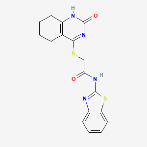 molecular formula C17H16N4O2S2 B2986588 N-(1,3-benzothiazol-2-yl)-2-[(2-oxo-1,2,5,6,7,8-hexahydroquinazolin-4-yl)sulfanyl]acetamide CAS No. 933230-75-2