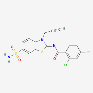 2,4-dichloro-N-(3-prop-2-ynyl-6-sulfamoyl-1,3-benzothiazol-2-ylidene)benzamide