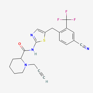 N-(5-{[4-cyano-2-(trifluoromethyl)phenyl]methyl}-1,3-thiazol-2-yl)-1-(prop-2-yn-1-yl)piperidine-2-carboxamide