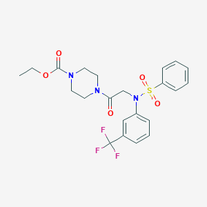 molecular formula C22H24F3N3O5S B298665 ethyl 4-{[(phenylsulfonyl)-3-(trifluoromethyl)anilino]acetyl}-1-piperazinecarboxylate 