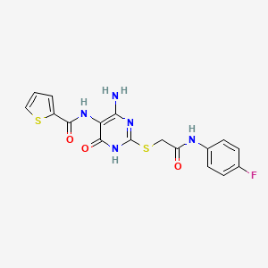 N-(4-amino-2-((2-((4-fluorophenyl)amino)-2-oxoethyl)thio)-6-oxo-1,6-dihydropyrimidin-5-yl)thiophene-2-carboxamide