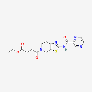 molecular formula C17H19N5O4S B2986692 ethyl 4-oxo-4-(2-(pyrazine-2-carboxamido)-6,7-dihydrothiazolo[5,4-c]pyridin-5(4H)-yl)butanoate CAS No. 1351635-04-5