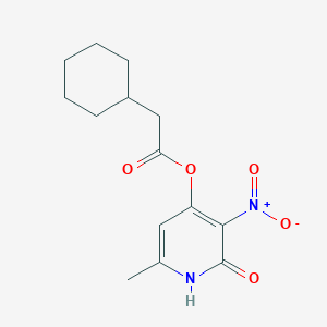molecular formula C14H18N2O5 B2986735 6-Methyl-3-nitro-2-oxo-1,2-dihydropyridin-4-yl 2-cyclohexylacetate CAS No. 868679-42-9