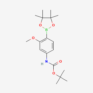 molecular formula C18H28BNO5 B2986745 tert-butyl N-[3-methoxy-4-(tetramethyl-1,3,2-dioxaborolan-2-yl)phenyl]carbamate CAS No. 262433-29-4