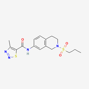 molecular formula C16H20N4O3S2 B2986746 4-甲基-N-(2-（丙磺酰基）-1,2,3,4-四氢异喹啉-7-基）-1,2,3-噻二唑-5-甲酰胺 CAS No. 1207006-98-1