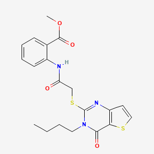 molecular formula C20H21N3O4S2 B2986753 Methyl 2-[[2-(3-butyl-4-oxothieno[3,2-d]pyrimidin-2-yl)sulfanylacetyl]amino]benzoate CAS No. 440328-99-4