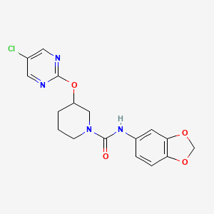 molecular formula C17H17ClN4O4 B2986757 N-(benzo[d][1,3]dioxol-5-yl)-3-((5-chloropyrimidin-2-yl)oxy)piperidine-1-carboxamide CAS No. 2034475-94-8